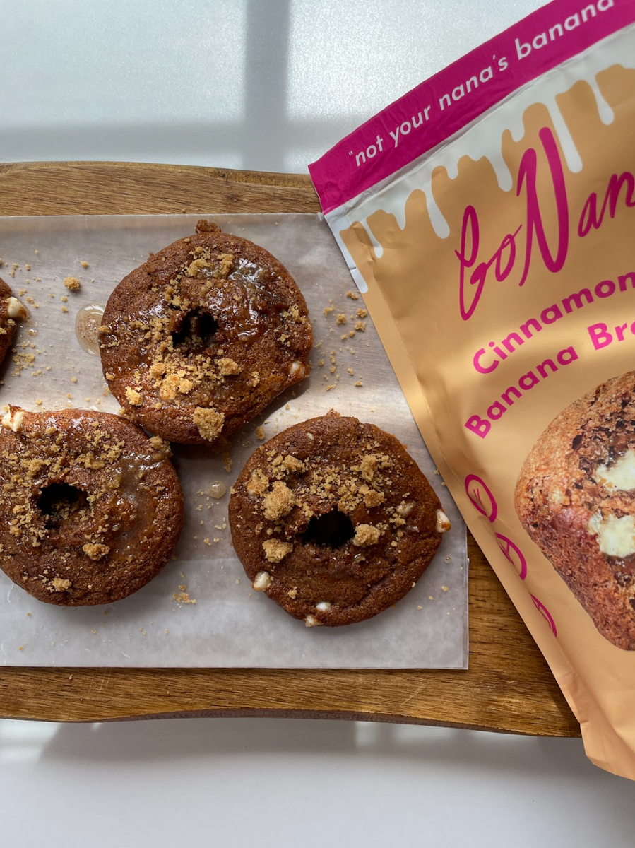 Cinnamon Roll Banana Bread Donuts &ndash; GoNanas